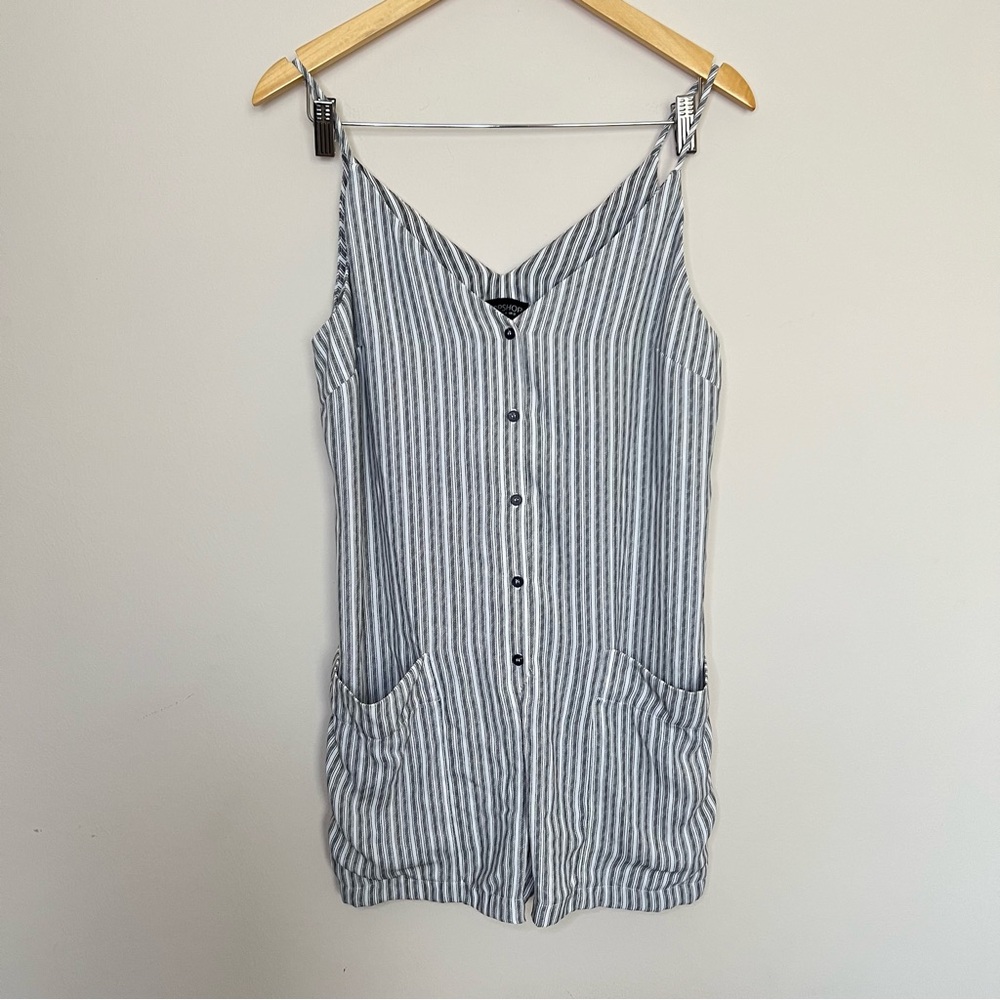 Topshop Sleeveless Striped Button Down Romper Size 8